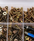 Self Drilling Drywall Screws Kit Durable Steel Mounting Set With 420 Pieces For No Drill Install On Wood Metal And Synthetic Boards Perfect For Diy And Pro Projects, organizer box