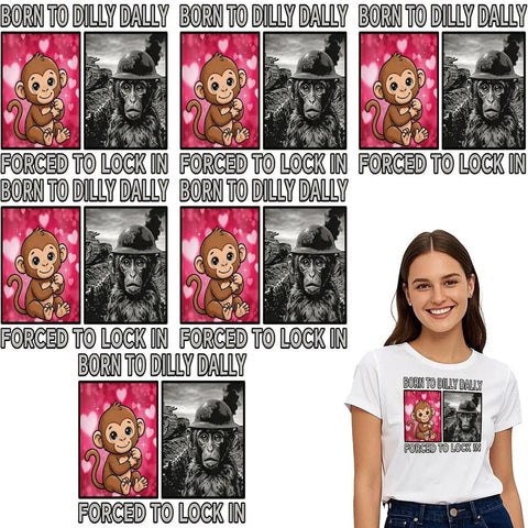 Monkey Meme DTF Transfers Pack Ready to Press for T Shirts 7x7 Inch Washable Iron On Vinyl Decals with playful slogans