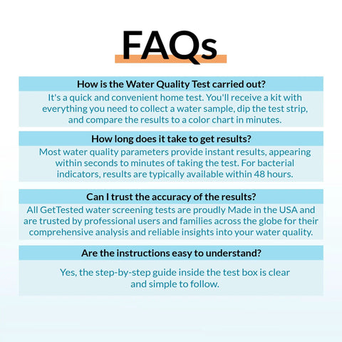 FAQs about At Home Water Testing Kit For Drinking Water Quality With 15 Plus Parameters Including pH Hardness Chlorine Bacteria Iron