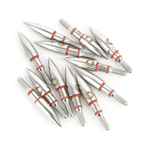 100 Grain Archery Field Points For Target Practice Screw In Arrow Tips For Recurve And Compound Bows 12 Pack stainless steel with O rings