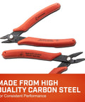 Mini Shear Cutter Pliers Set for Electrician Use up to 20 Gauge AWG Soft Wires 0.8 mm, carbon steel, rubber grip handle, two-piece set