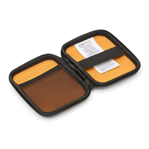 Interior view of the Slick Go To Hella Tough Hardshell Carry Case For Portable External Hard Drives with inner mesh pocket.