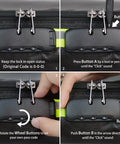 Lock instructions for Go-To Fireproof Document Bag With Lock And Reflective Strip, Water-Resistant Safe File Organizer for 16x11x5 inches.