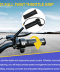 Full Twist Ebike Throttle 3 Pin Universal 12V 72V for Electric Bicycle Scooter, showing handle grip on bike handlebar.