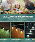 Heavy Duty Solar Deck Lights Outdoor 16 Pack Waterproof LED Step Lights For Stairs Fence Steps And Patio Railings showcased in a garden setting.