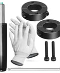 Heavy Duty Gas Lift Cylinder Replacement For Office And Gaming Chairs, Universal Fit Black Pneumatic Piston, Easy Install, Sinking Chair Fix, Includes 2 Removal Tools, 2 Clamps, Protective Gloves, Durable Steel Construction