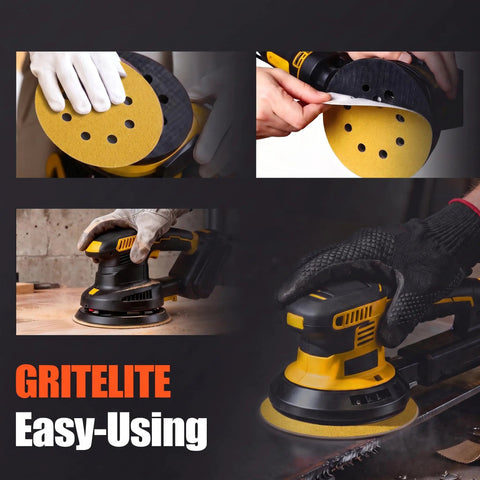 Get These Sweet 5-Inch 80 Grit Sanding Discs For Woodworking Or Cars Plus Hook And Loop Design Makes Them A Durable Tool Kit Essential Anyone Can Rock Fast And Easy. Hand showing 5-inch hook and loop sanding disc with dust holes.