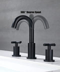 Matte Black 8 Inch Widespread Bathroom Faucet With Two Handles 3 Hole Sink Faucet With Valve And Pop Up Drain Brass Construction Tarnish Resistant Easy To Clean Perfect For Modern Bathrooms