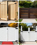 Self Closing Gate Hinge And Latch Kit For Wooden And Vinyl Fence Gates, Easy Install, Durable Weatherproof Self Locking Gate Latch, Fits Outdoor Fences Like Pool Gates And Barn Doors, Smooth Quiet Operation on wood, vinyl and white garden gates