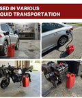 Cordless Fuel Transfer Pump With Auto Stop, No Spill, 3.2 GPM, Portable Battery Powered Unit transferring fuel to vehicles