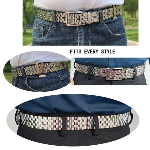 Stainless Steel Men's Belt With Pin Buckle Heavy Duty Metal Belt For Jeans And Casual Wear Outdoor Punk Goth Style Durable Stainless Steel Construction Adjustable 120CM 47.3 Inches