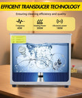 6.5 Liter Commercial Ultrasonic Cleaner With 40khz Kick And Built In Heater Hella Effective At Jewelry Watches Lab Parts Stainless Steel Tank Digital Timer Controls with glasses and watch in water