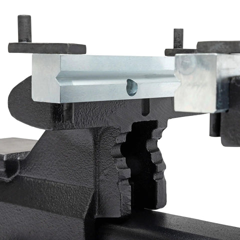 Close-up of Multipurpose 7 Inch Wide Jaw Bench Vise for Home Workshops and DIY Projects with 360 Degree Swivel Base