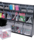 Five Bin Horizontal Tilt Bin Storage System With Interlocking Modular Design, Wall Mount Or Countertop Use