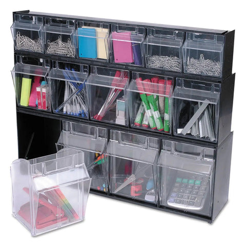 Five Bin Horizontal Tilt Bin Storage System With Interlocking Modular Design, Wall Mount Or Countertop Use