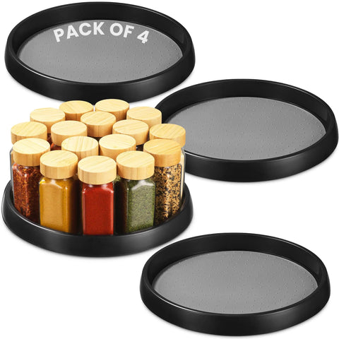 10 Inch Lazy Susan Turntable Set Of 4 Non Skid Cabinet Organizer holding spice jars