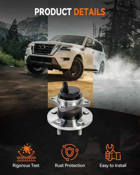 Rear Wheel Hub Bearing Assembly For Toyota Corolla Pontiac Matrix Vibe 2009 To 2019 with ABS sensor and rust protection detail.