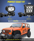 Front A Pillar Hood Cowl Mount Bracket For Offroad LED Pod Lights On 2018 To 2023 Jeep Wrangler JL JLU And 2020 To 2023 Gladiator JT