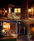Amber Dusk to Dawn Outdoor Bug Light Bulbs 2 Pack Auto On Off E26 Base 10W 100W Equivalent Amber Glow illuminating porches.