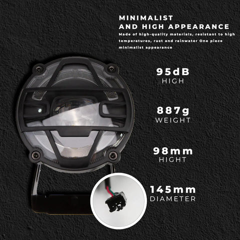 Front Headlight With Horn For Night Riding On Electric Bicycles 12W 36V 48V Waterproof IPX6 Aluminum Alloy Body Features Lit LED Front Light 3 Pin Connector Horn Sound 80 To 100db Long 51 Inch Cord