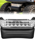 Led Headlights With Heavy Duty Bumper Kit For Club Car Precedent 2004 Up Golf Cart, clear lens, durable black bumper.