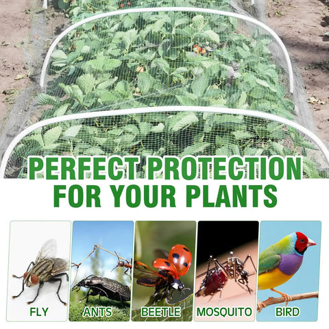 Three Pack Garden Mesh Netting For Insects And Mosquitoes Ultra Fine Plant Netting 10 By 33 Feet White protects plants from bugs