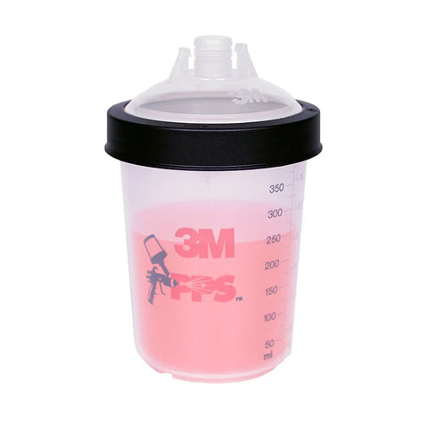 Midi 13.5 Ounce PPS Original Series Pro Grade Paint Spray Gun Cup with lid, clear plastic with measurement markings