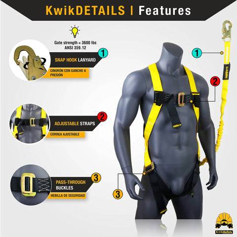 Full Body Fall Protection Harness Two Pack With Six Foot Tubular Lanyards Osha Ansi Compliant Rooftop Construction Safety Gear Straight Up Rock Solid Workhorse Grade Kit For Contractor Crews Working Up High And Knockout Shock Absorption Tech
