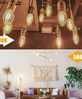 LED Filament Chandelier Bulbs Dimmable 5.5W 60W Equivalent Daylight White 5000K 550 Lumens B11 E12 Candelabra Clear Glass Candle Bulbs 6 Pack UL Listed For A Dope Home Lighting Upgrade in living room setting with comparison to 2700K lighting.
