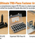 Massive 1760 Piece Metric Screw Set M2 To M5 With Alloy Steel Hex Socket Head Cap Bolts And Nuts, Black Zinc Plated