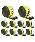Beefy Heavy Duty Tie Down Straps 4 In By 30 Ft With Flat Hooks 18,000 Lbs Break Strength WLL 6,000 Lbs 10 Pack Cargo Straps Yellow