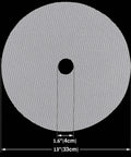 8 Pack Round Silicone Dehydrator Sheets 13x13 Inch Nonstick Reusable Mesh Mats shown with dimensions