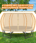 8 Curved Trampoline Poles and Safety Enclosure Net for enhancing your yard with Kick Your Backyard Fun Up A Notch With This Knockout Replacement Kit Featuring Eight Curved Trampoline Poles And Hella Tough Safety Enclosure Net For Rock Solid Storm Defense.