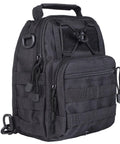 Black Outdoor Tactical Bag Backpack for Everyday Carry with multiple pockets, military style, compact sling pack for hiking, travel, EDC.