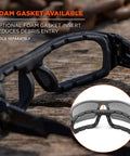 Rear view of Skullerz Odin Safety Glasses Black Frame Clear Lenses Built For Real Tough Jobs High Impact Eyewear showing foam gasket option