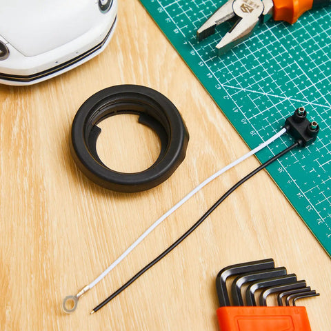2 Inch Rubber Grommets For Trailer Side Marker Lights Truck Boat And RVs With 2 Pin Wire Pigtail Connector Kit on workbench
