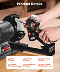 All In One Grind Sharpening System With Vari Grind Pro Jig for 6 and 8 inch bench grinders, includes platform and support arm in use