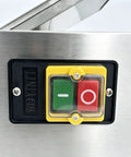 Control panel of Heavy Duty Commercial Electric Dough Roller And Sheet Machine Features 2200W Motor For Uniform Pizza Base Baking Sprocket Drive Pressing System.