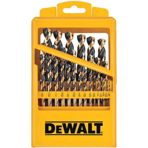 29 Piece Drill Bit Set High Speed Steel With 135 Degree Split Point Black Oxide Coating Optimized Helix Tapered Web For Durable Wood Metal Plastic 3 Flats Shank Size Markings Heavy Duty Kit