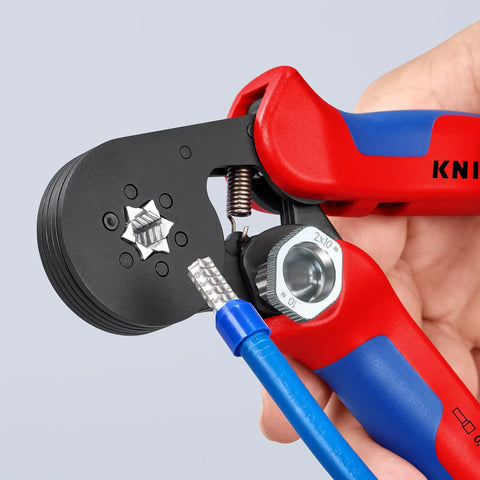 Self-Adjusting Crimping Pliers For End Sleeves And Ferrules, DIN 46228 Compliant, 10 mm2 Capacity, AWG 28-5, Lightweight Pro-Grade Tool