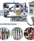 550W Brushless Desktop Belt Sander With Dang Solid Steel Construction And Easy Horizontal Or Vertical Swaps For Grinding Sanding Polishing Wood Metal Plastic Shop Gigs Crushed Effortlessly Daily with steel frame and sanding belt.