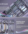 Indoor Modern Two Light Crystal Wall Sconce, Chrome Wall Mount Lamp With Hanging Crystal Balls, Silver Square Base K9 Crystal