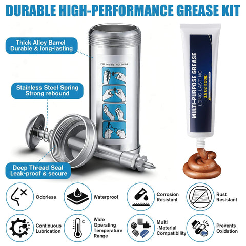 Compact Mini Grease Gun Kit With High Performance Bicycle Grease For Precise Lubrication And Lube Of Chains Pedals Bearings And More