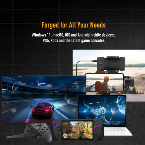 Gaming setup with multiple devices using TUF Gaming A2 USB C 3.2 Gen 2x2 Portable SSD Enclosure With Dual M2 NVMe PCIe And SATA