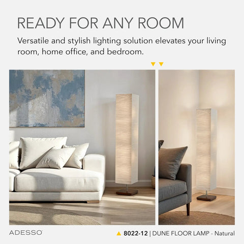 Three Light Floor Lamp With Natural Wood Base And Satin Steel Accents, Crinkle Paper Shade, Dimmable Brightness For A Cozy Vibe