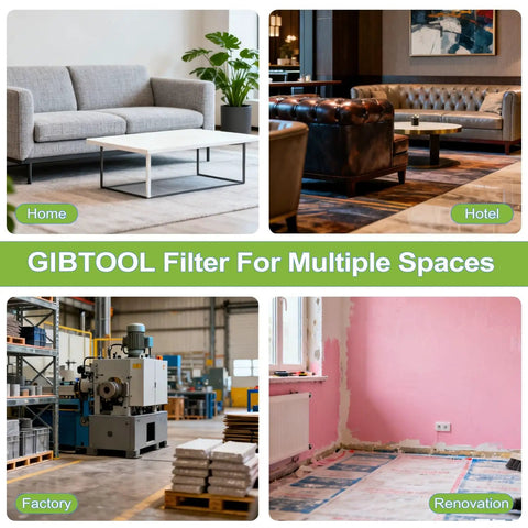 GIBTOOL filter in diverse spaces: home, hotel, factory, renovation site with Two Pack 90304 Replacement Vacuum Filters use