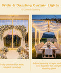 900 LED Outdoor Curtain Lights With Remote, 9.5 By 29.5 Feet Twinkle Warm White String Lights for wedding and gazebo decor