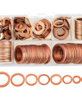 Copper Washers Set 150 Pcs Eight Sizes Sealing Flats M6 M8 M10 M12 M14 M16 M18 M20 in a storage case