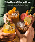 Fresh Freeze Countertop Nugget Ice Maker Yields 42 Lbs Soft Sonic Pebble Ice In Minutes With Smart App Alexa Hookup Self Cleaning Portable Pick For Home Office And Backyard Hangouts used in an array of colorful drinks filled with ice.
