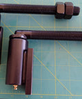 Heavy Duty Adjustable Gate Hinges Pair Weld On Black Powdercoat Finish showing steel barrel hinge and mounting plate